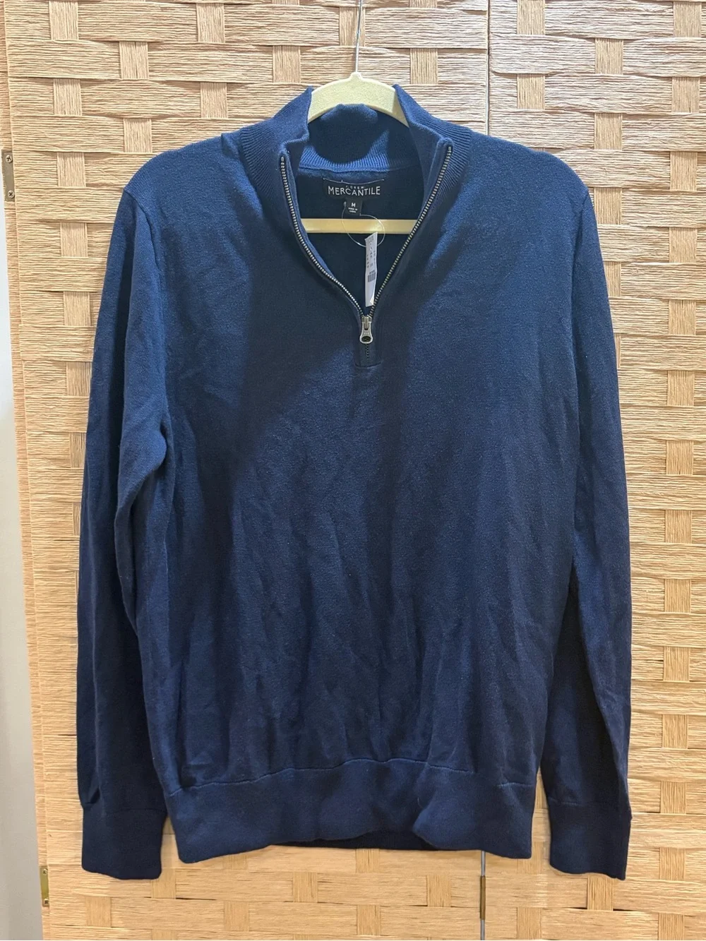 J. Crew NWT merino wool blend Men’s Navy Half-Zip Sweater Size M